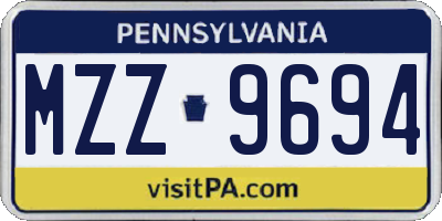 PA license plate MZZ9694