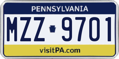 PA license plate MZZ9701