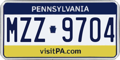 PA license plate MZZ9704