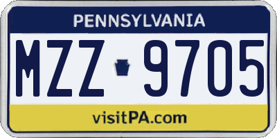 PA license plate MZZ9705