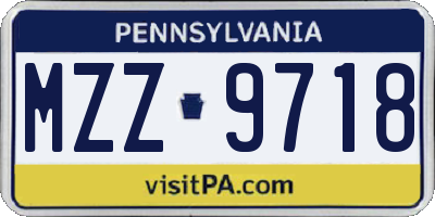 PA license plate MZZ9718