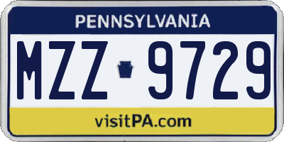 PA license plate MZZ9729