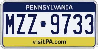 PA license plate MZZ9733