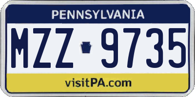 PA license plate MZZ9735