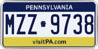 PA license plate MZZ9738