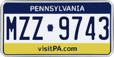 PA license plate MZZ9743