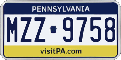 PA license plate MZZ9758