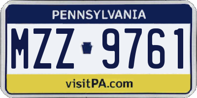 PA license plate MZZ9761