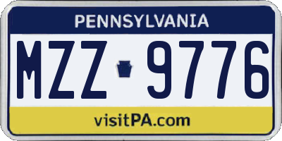 PA license plate MZZ9776