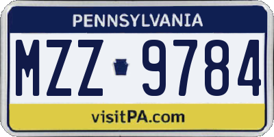 PA license plate MZZ9784