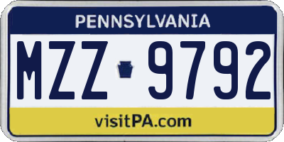 PA license plate MZZ9792