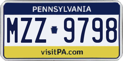 PA license plate MZZ9798
