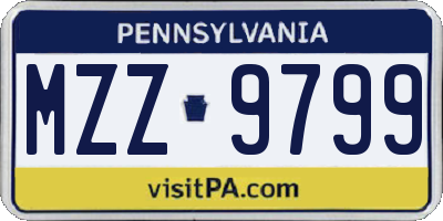 PA license plate MZZ9799