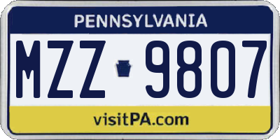 PA license plate MZZ9807