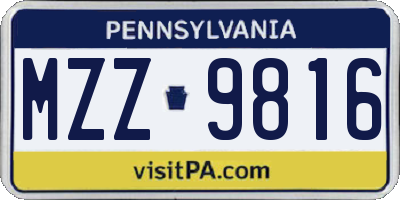 PA license plate MZZ9816