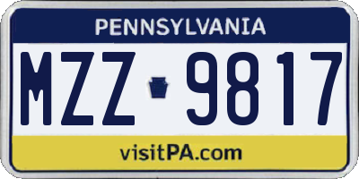 PA license plate MZZ9817