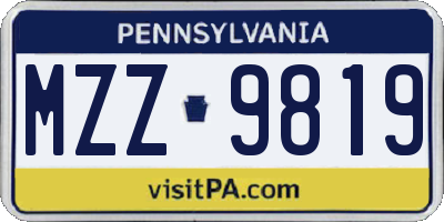 PA license plate MZZ9819