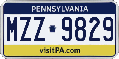 PA license plate MZZ9829