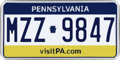 PA license plate MZZ9847