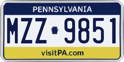 PA license plate MZZ9851
