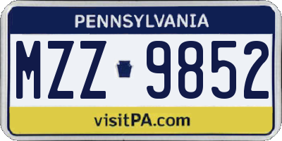PA license plate MZZ9852