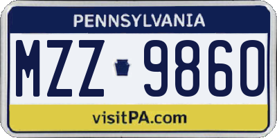 PA license plate MZZ9860
