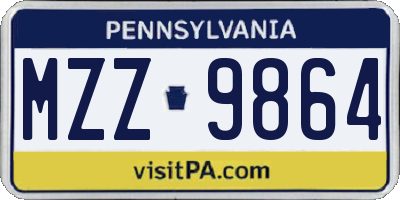 PA license plate MZZ9864