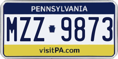 PA license plate MZZ9873