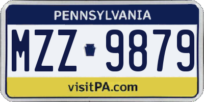 PA license plate MZZ9879