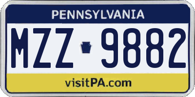 PA license plate MZZ9882