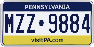 PA license plate MZZ9884