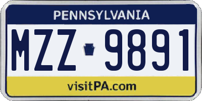 PA license plate MZZ9891