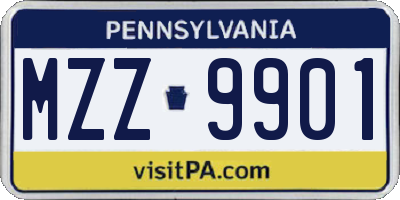 PA license plate MZZ9901