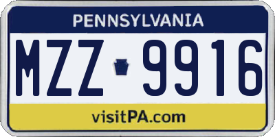 PA license plate MZZ9916