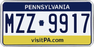 PA license plate MZZ9917