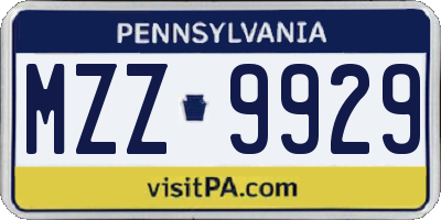 PA license plate MZZ9929