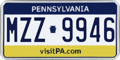 PA license plate MZZ9946