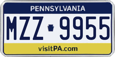 PA license plate MZZ9955