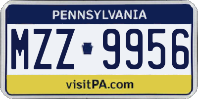 PA license plate MZZ9956