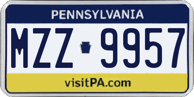 PA license plate MZZ9957