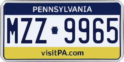 PA license plate MZZ9965