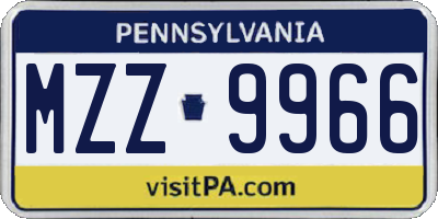 PA license plate MZZ9966