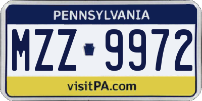PA license plate MZZ9972