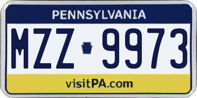 PA license plate MZZ9973