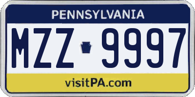 PA license plate MZZ9997