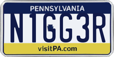 PA license plate N1GG3R