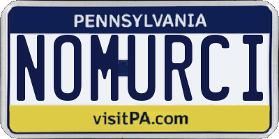 PA license plate NOMURCI