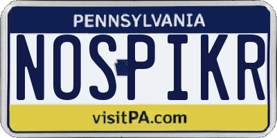 PA license plate NOSPIKR