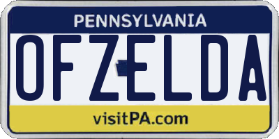 PA license plate OFZELDA