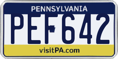 PA license plate PEF642